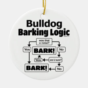 Bulldog Barking Logic Ceramic Ornament