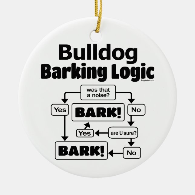 Bulldog Barking Logic Ceramic Ornament (Front)