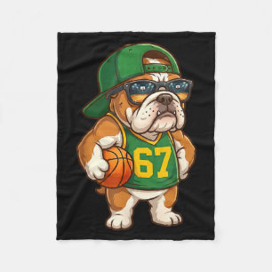 Bulldog Basketball 67 Gen Alpha Slang Srts Dog Boy Fleece Blanket