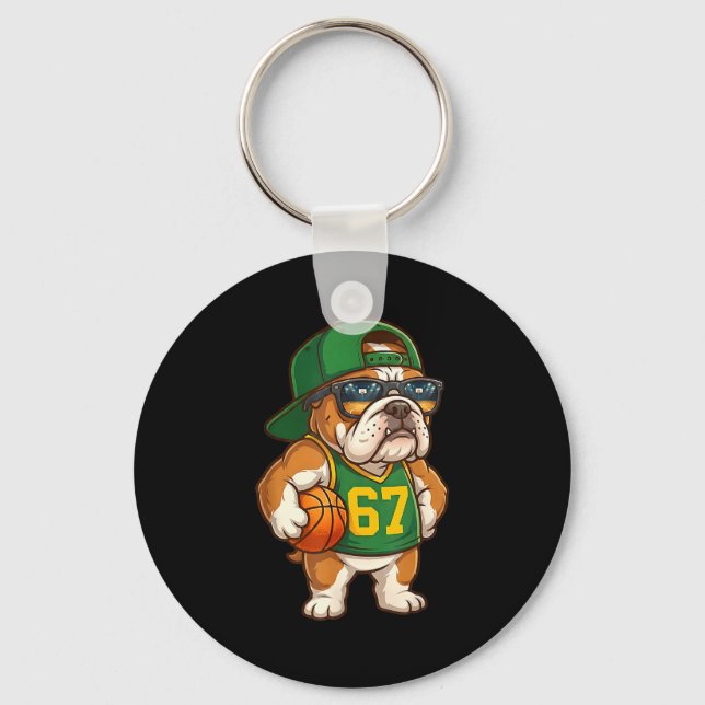 Bulldog Basketball 67 Gen Alpha Slang Srts Dog Boy Key Ring (Front)