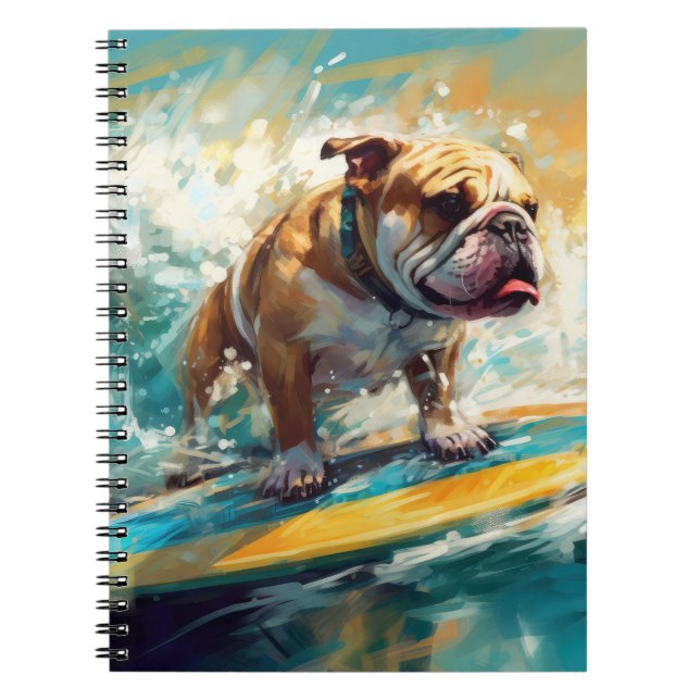 Bulldog Beach Surfing Painting Notebook (Front)