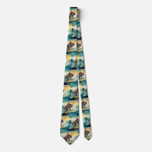 Bulldog Beach Surfing Painting Tie