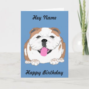 Bulldog birthday card Add name front