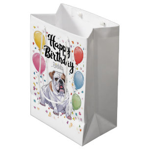 Bulldog Birthday Medium Gift Bag