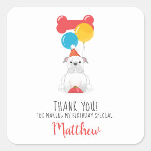 Bulldog Birthday Party Square Sticker