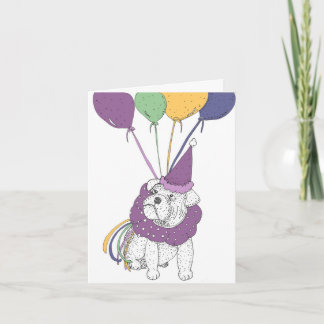 Bulldog Birthday with Balloons  Card