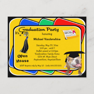 Bulldog Black Graduation Growler Party Invite
