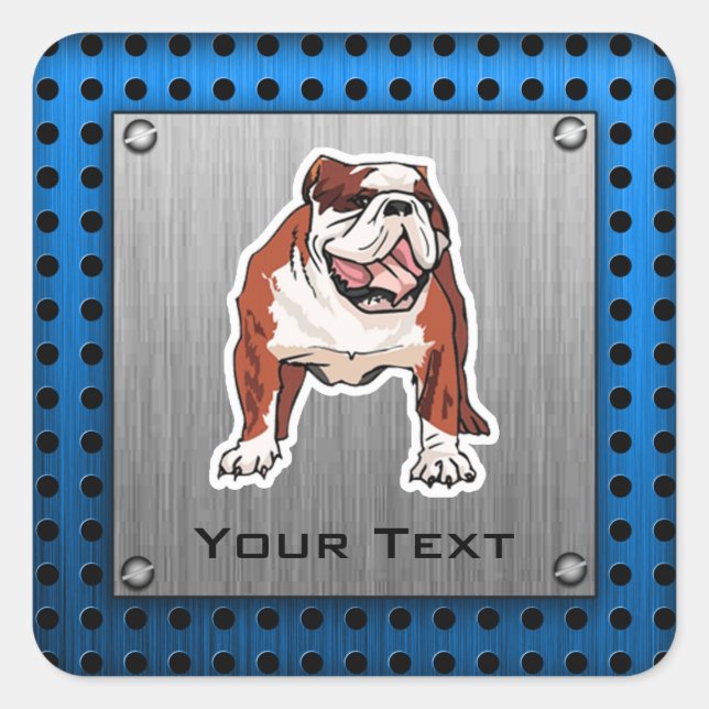 Bulldog; Brushed metal look Square Sticker (Front)