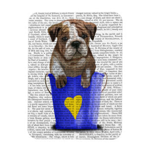 Bulldog Bucket Of Love Blue Magnet