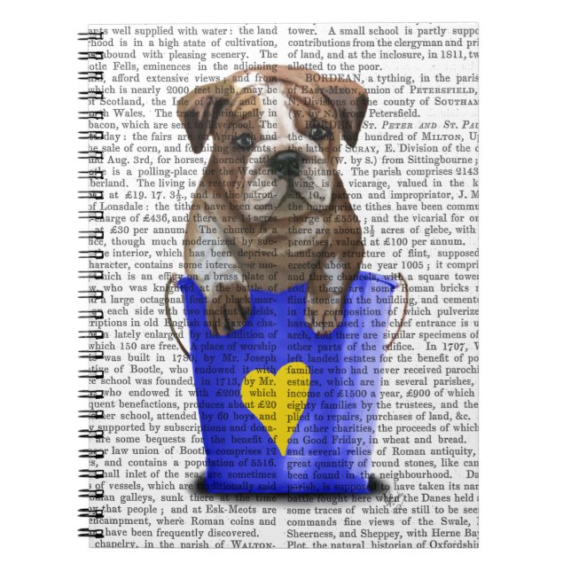 Bulldog Bucket Of Love Blue Notebook (Front)