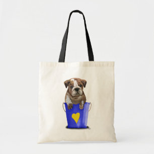 Bulldog Bucket Of Love Blue Tote Bag