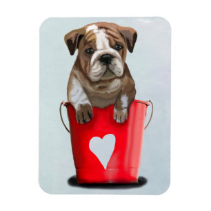 Bulldog Bucket Of Love Red 2 Magnet