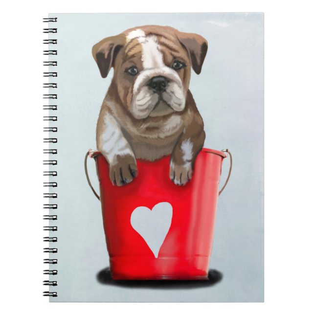 Bulldog Bucket Of Love Red 2 Notebook (Front)