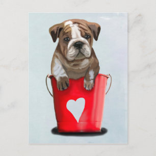 Bulldog Bucket Of Love Red 2 Postcard