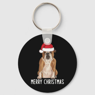 Bulldog Bully Merry English Bulldog Christmas 1  Key Ring