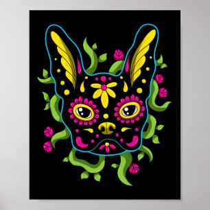Bulldog Calavera Dia De Los Muertos Dogs  Poster
