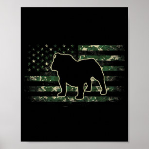 Bulldog Camouflage American Flag USA Dog Lover Poster