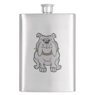 bulldog cartoon hip flask