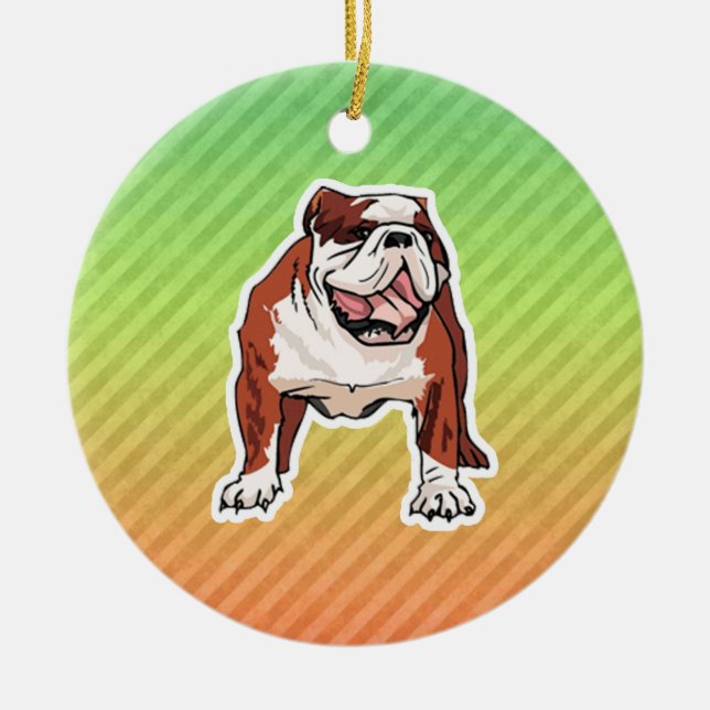 Bulldog Ceramic Tree Decoration (Front)