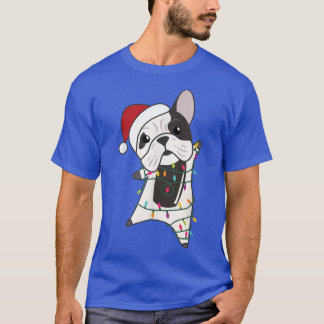 Bulldog Cheerful Christmas Fairy Lights Sweet Anim T-Shirt