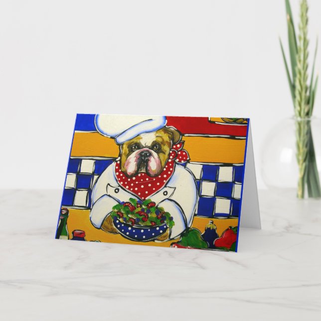 Bulldog Chef Holiday Card (Front)