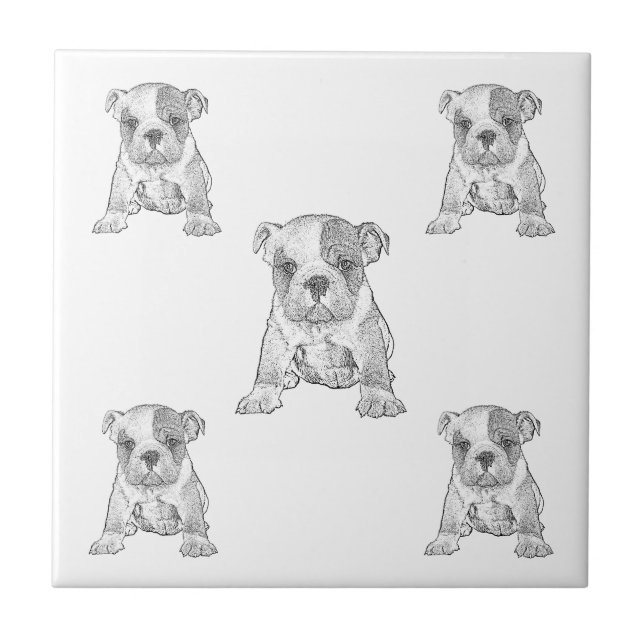  Bulldog Chequerboard Pencil  Ceramic Tile (Front)