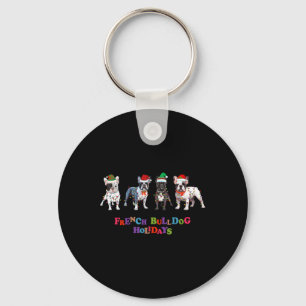 Bulldog Christmas2 Key Ring