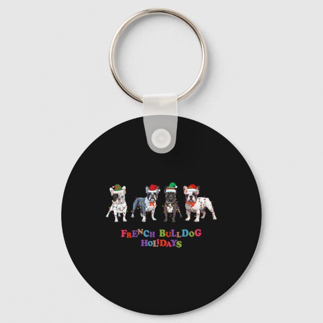 Bulldog Christmas2  Key Ring (Front)