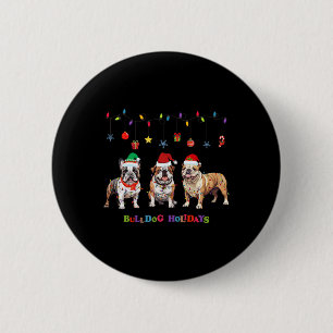Bulldog Christmas3 6 Cm Round Badge