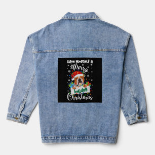 Bulldog Christmas Bulldog Xmas Gifts Bulldog Lover Denim Jacket