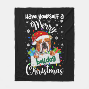Bulldog Christmas Bulldog Xmas Gifts Bulldog Lover Fleece Blanket