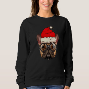 Bulldog Christmas Dog Santa Hat Xmas Boys Kids Gir Sweatshirt