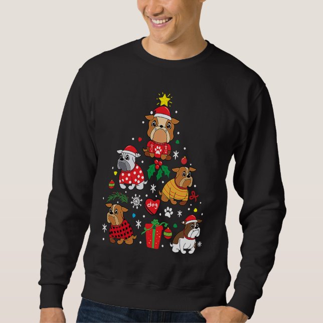Bulldog Christmas Dog Tree   Bulldog Sweatshirt (Front)