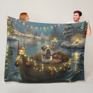 Bulldog Christmas Festive Voyage Fleece Blanket