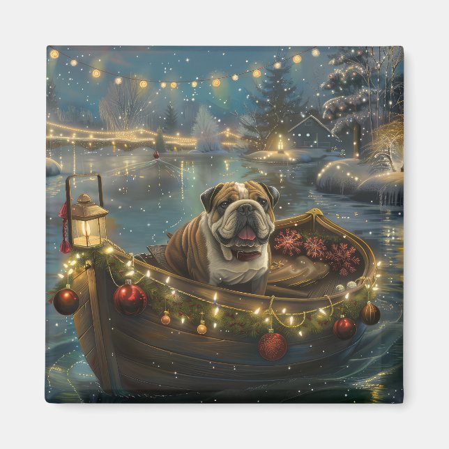 Bulldog Christmas Festive Voyage Magnet (Front)