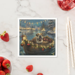 Bulldog Christmas Festive Voyage Napkin