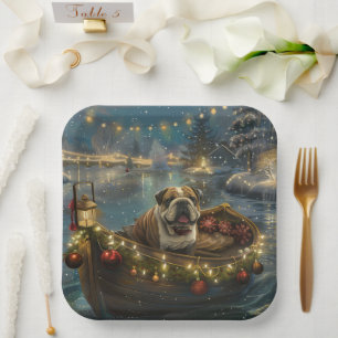 Bulldog Christmas Festive Voyage Paper Plate