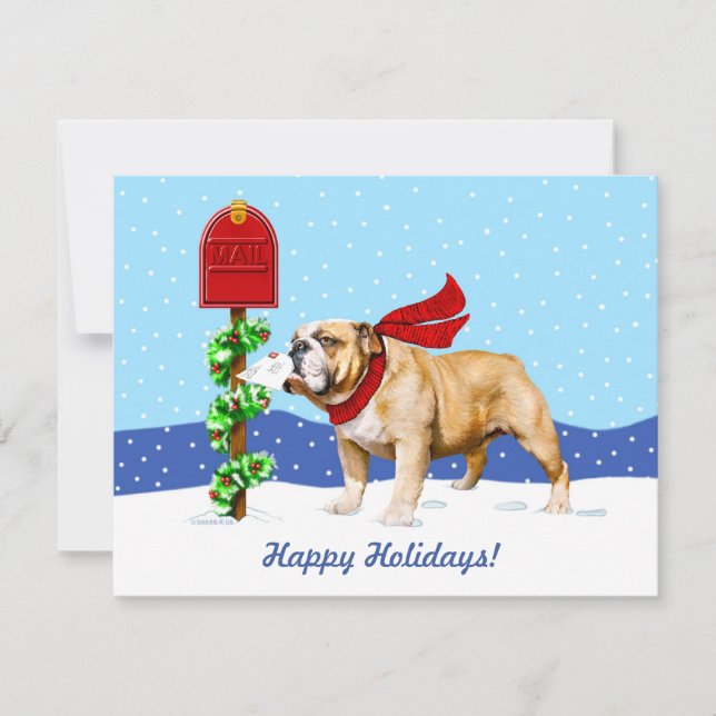 Bulldog Christmas Holiday Mail Invitation (Front)