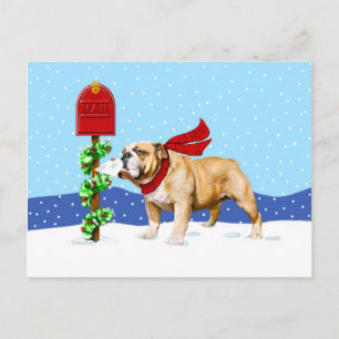 Bulldog Christmas Holiday Mail Postcard