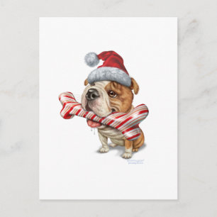 Bulldog christmas holiday postcard