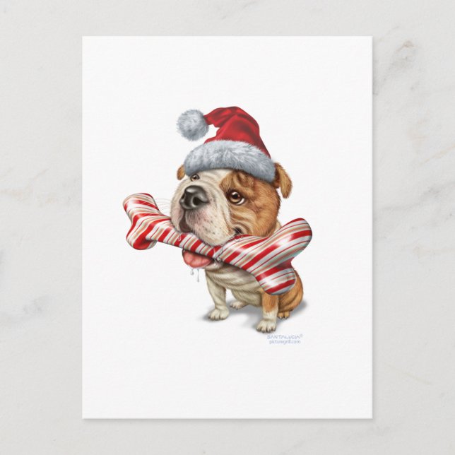 Bulldog christmas holiday postcard (Front)
