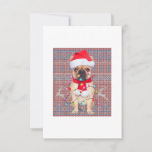 Bulldog Christmas Lights Ugly Sweater Dog Lover RSVP Card