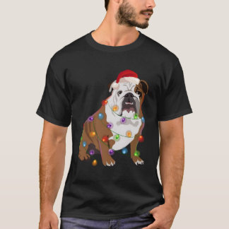 Bulldog Christmas Lights Xmas Dog Lover T-Shirt