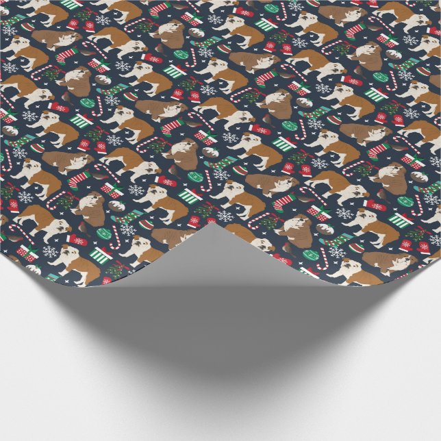 Bulldog Christmas pet dog Wrapping Paper (Corner)
