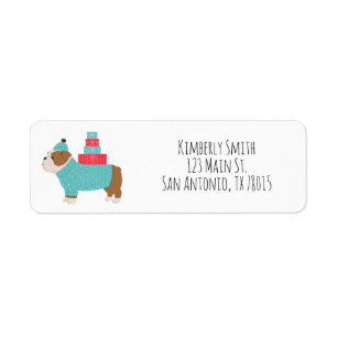 Bulldog Christmas Return Address Label