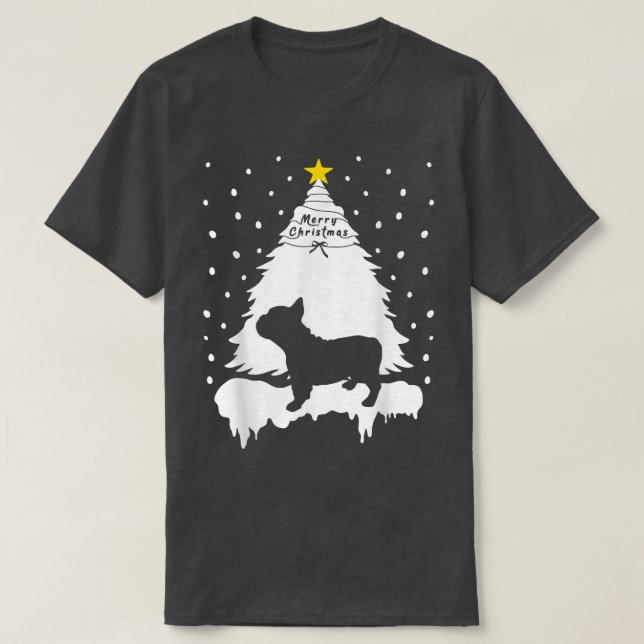 Bulldog Christmas Tree For Family Men Women  Xmas  T-Shirt (Design Front)