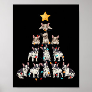 Bulldog Christmas Tree Frenchie Dog Xmas Pjs Pajam Poster