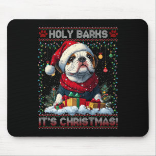Bulldog Christmas Tree Lights Decorations Dog Love Mouse Pad