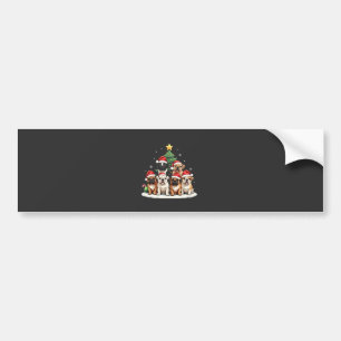 Bulldog Christmas Tree Santa Hat Puppy Lovers  Bumper Sticker
