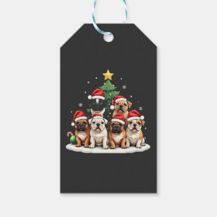 Bulldog Christmas Tree Santa Hat Puppy Lovers  Gift Tags